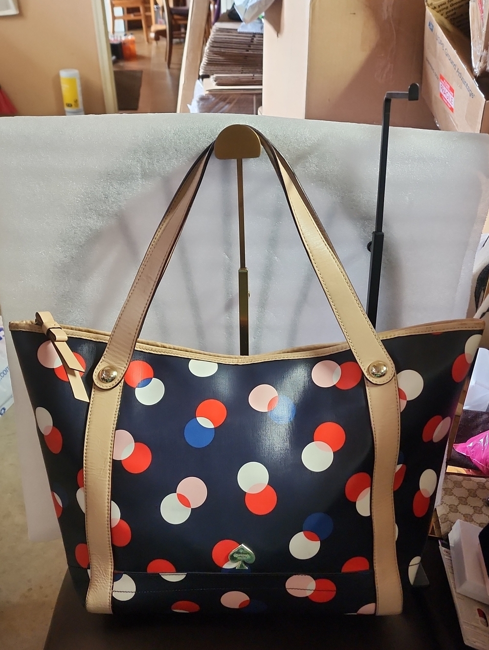 Kate Spade Storybook Navy Polka Dot Tote Good Used Condition Read Description